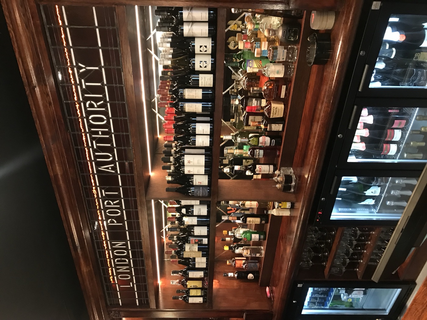 Back bar beneath the London Port Authority sign
