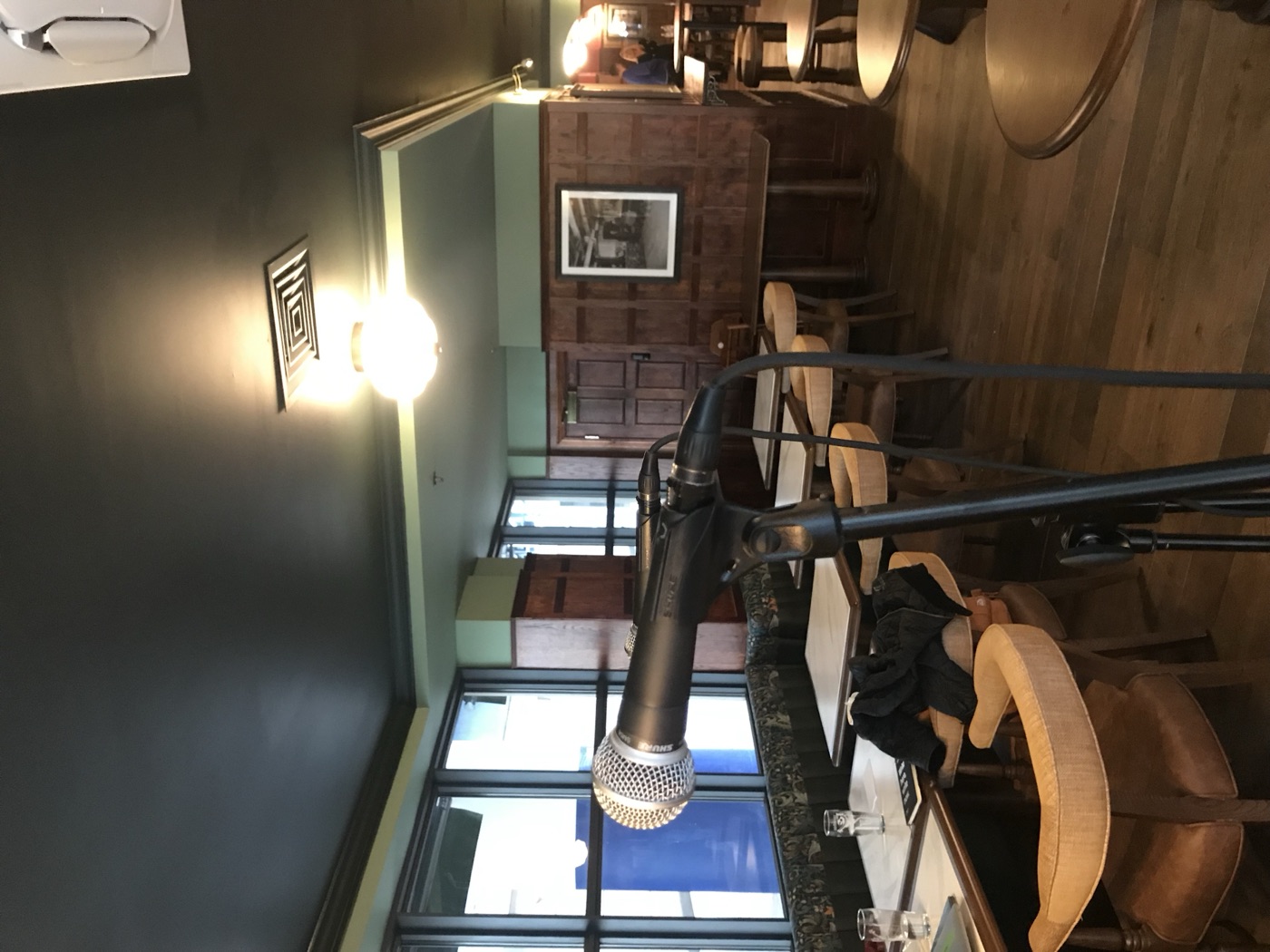 Microphone set up in the dining area